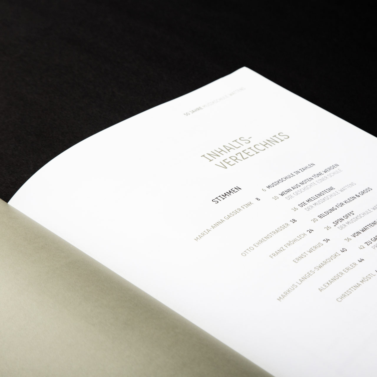 Musikschule Wattens Festschrift Inhaltsverzeichnis