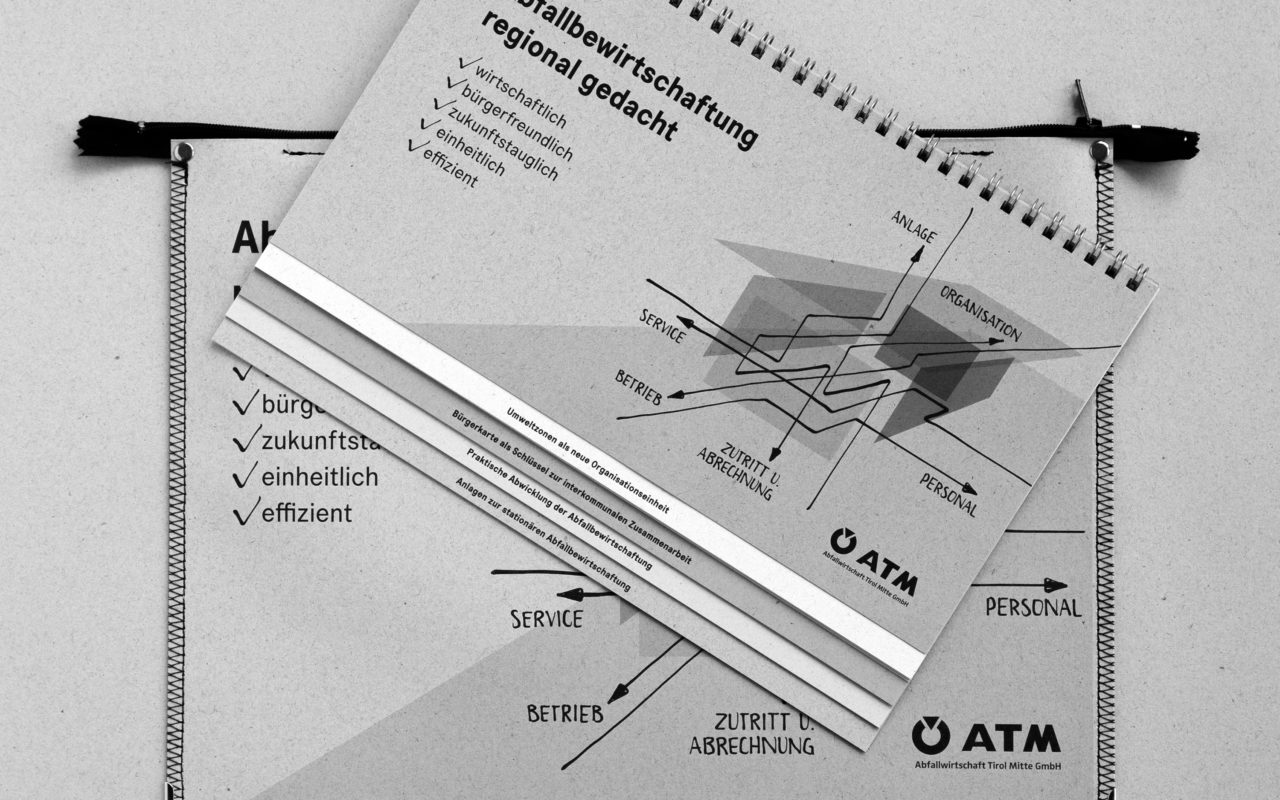 ATM Tasche und Broschüre grau