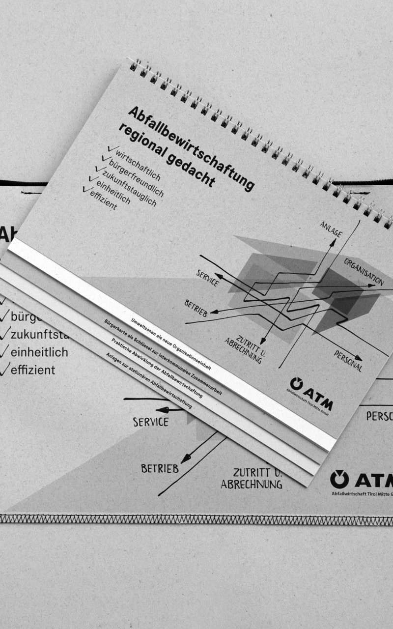 ATM Tasche und Broschüre grau